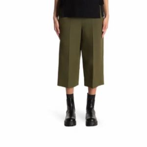 VALENTINO Wide Leg Crop Olive Green Wool & Silk Pants Size 4US 40 IT NWT